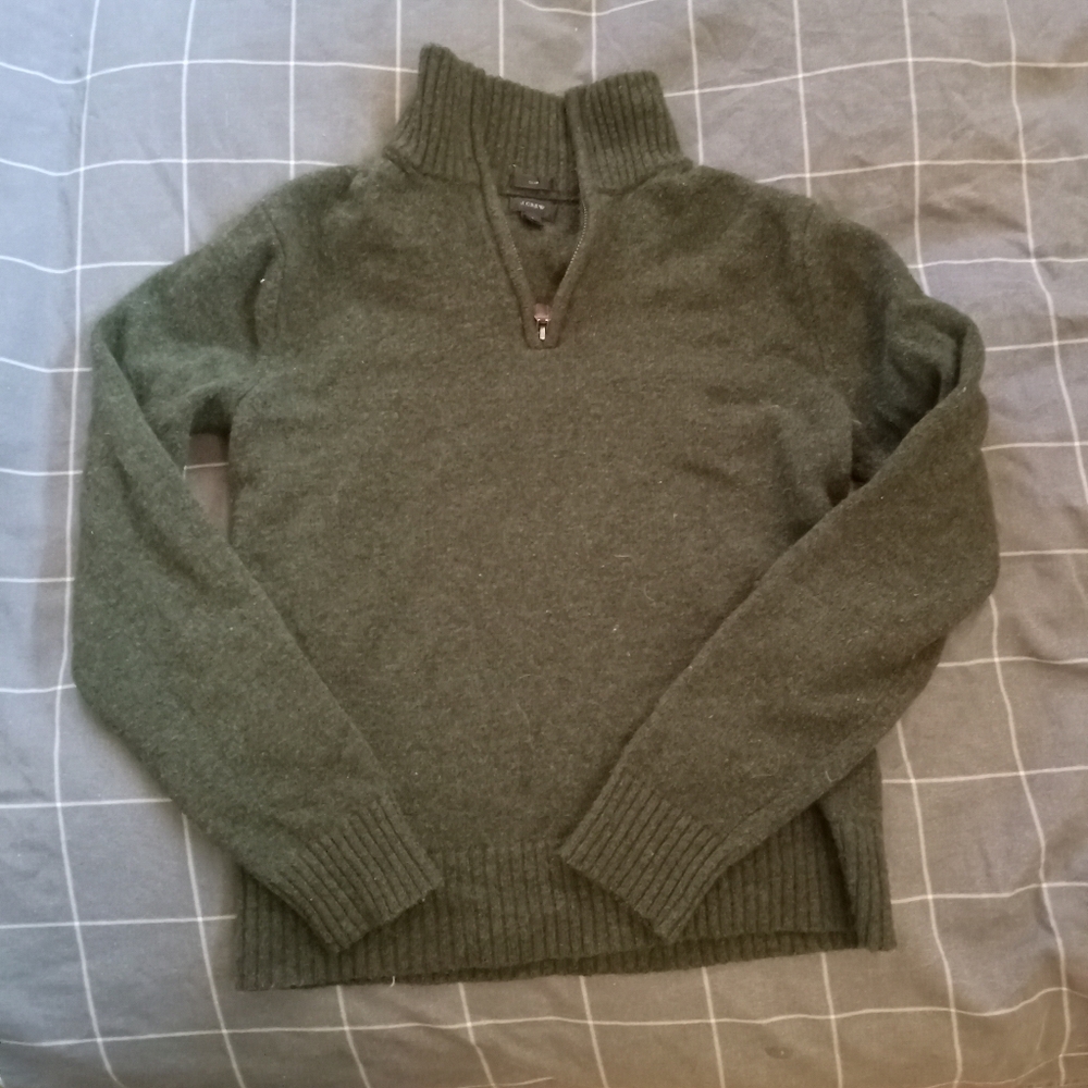 J. Crew Olive Zip-Up Sweater